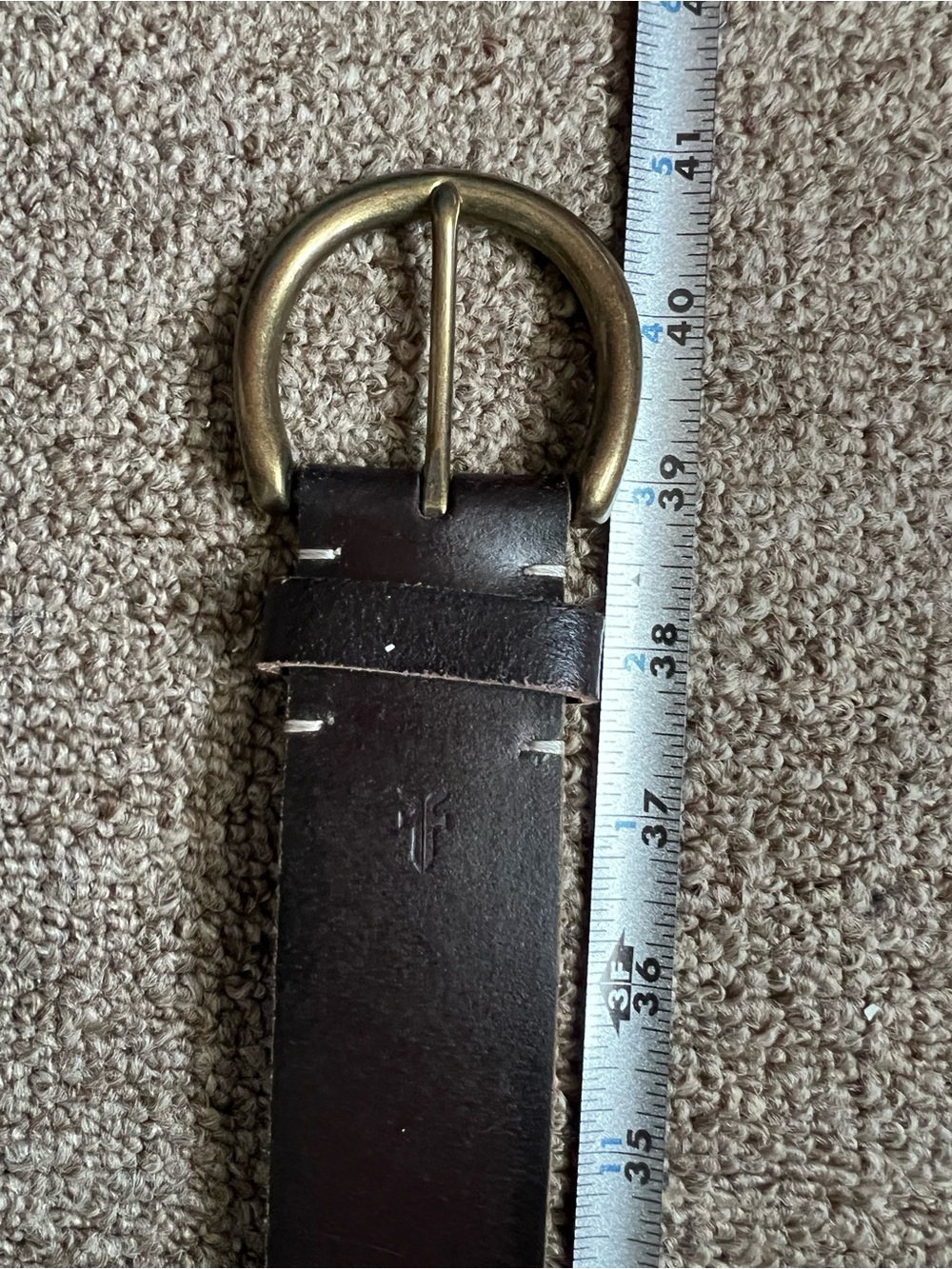 Frye Brown Leather Belt with Antique Brass Buckle - Picture 6 of 6